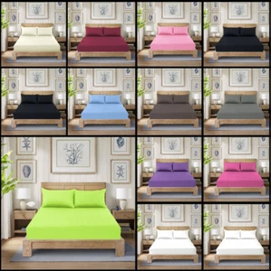 Spannbettlaken Bettwäsche 100% Poly Baumwolle Single Double King Super King Size - Bild 1 von 41