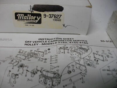 Kit Carburador Mallory 9-37627 Holley 3160 4150 4160 OMC Volvo Penta 3854105 987313 Foto 1 de 4