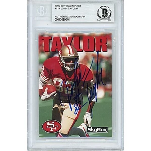 1992 Skybox Impact #114 John Taylor Signed Card AUTO Beckett BAS Slab SF 49ers - Picture 1 of 5