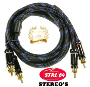 Cordon Cinch 2 RCA ♂ / câble HIFI 1,5 m stereo PREMIUM plaqué OR GOLD HQ - Picture 1 of 2