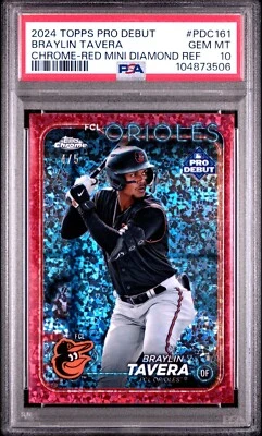 (#4/5) 2024 BRAYLIN TAVERA TOPPS PRO DEBUT CHROME RED DIAMONDS REFRACTOR PSA 10 - Image 1 of 2
