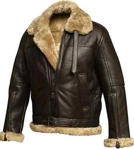 RAF Aviator B3 Bomber Jacket Men's WW2 Shearling Leather Pilot Flying Coat - Picture 1 of 4