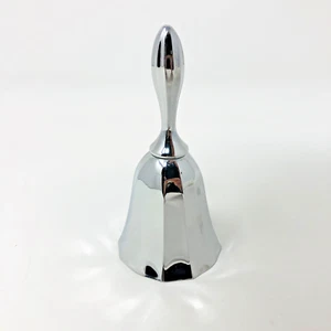 Wedding Silver Metal Hand BELL 4" Kissing Bell Service Ring for a Kiss Maid - Picture 1 of 6