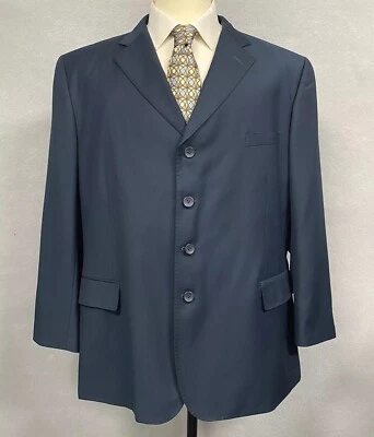 Tessori Uomo Milan Italy Men’s Blazer Super 150's Jacket Navy Blue 48R Formal - Image 1 of 4