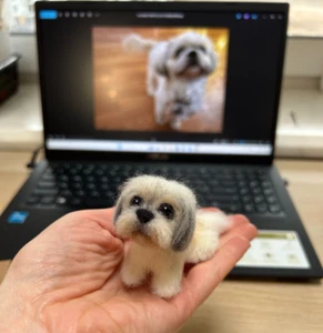 Custom Shih Tzu Felted Dog – Handmade Wool Pet Replica – Gift in Box - Picture 1 of 5