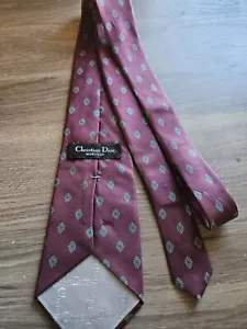 Christian Dior Monsieur 100% Silk Maroon/Dark Red Geometric Necktie 58" Made USA - Picture 1 of 7