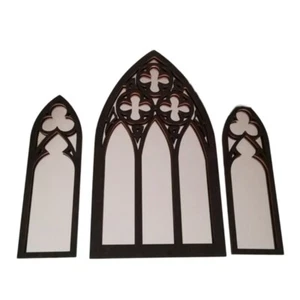 3Pcs Classical Gothic Church Window Wall Mirror Set for Living Room Decoration - Picture 1 of 8