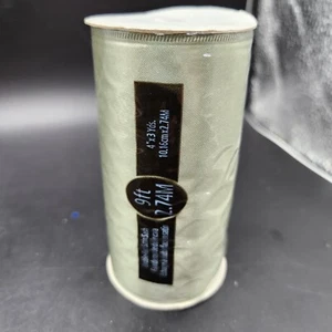 Vintage 4" Wide Dusty Moss Green Satin Acetate Ribbon Roll Spool 3 Yards - Picture 1 of 2