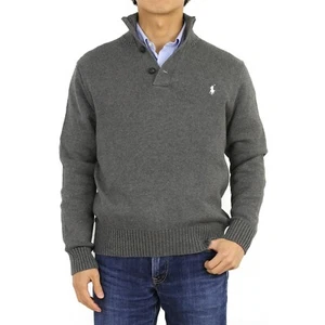 *NUEVO - POLO RALPH LAUREN PARA HOMBRE CLÁSICO 3 BOTONES ALGODÓN SUÉTER - GRIS OSCURO: S-XL - Imagen 1 de 6