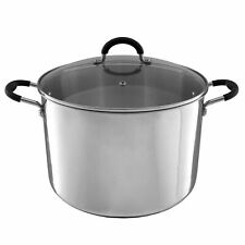 Large Stainless Steel Stock Pot with Lid Vent Hole Induction Ready 12 Quart