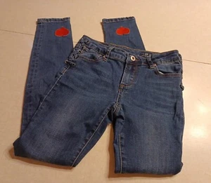 Adriano Goldschmeid AG Girls Jeans Size 12 Blue Embroidered Hearts  - Picture 1 of 5