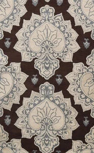 Alfombra de lana tradicional artesanal geométrica marrón oscuro 5'x8' - Imagen 1 de 12