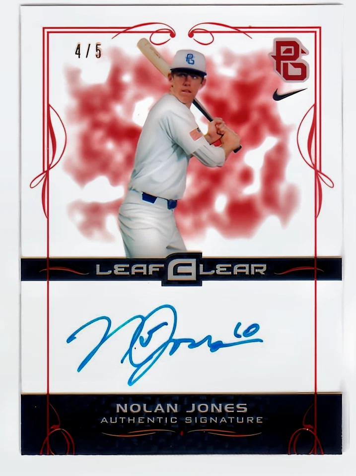 2015 Leaf Ultimate Draft PG Clear Autograph Red #BANJ1 Nolan Jones /5 - Image 1 of 1