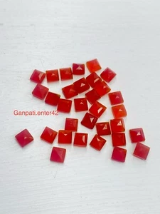 Red Onxy Faceted Square Cut 4x4 MM 10 Pcs Lot Calibrated Size Loose Gemstone - Picture 1 of 7
