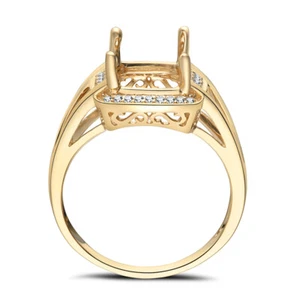 Real 10k Yellow Gold 11x9mm Cushion Cut Mount Natural Diamonds Wedding Fine Ring - Picture 1 of 8