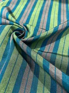 Green Shades  Striped Luxurious Silk Shantung, By 2 Meters. - Picture 1 of 18