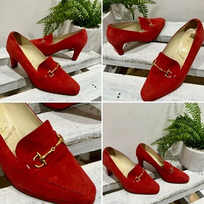 CARVELA Italy Vintage Red Genuine Suede Leather Horse-Bit Court Shoes 4.5 37.5 - Image 1 of 4