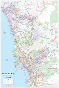 Mapas de Metro *Mapa detallado de la pared arterial del Gran San Diego* (3 tamaños) laminado - Imagen 1 de 7