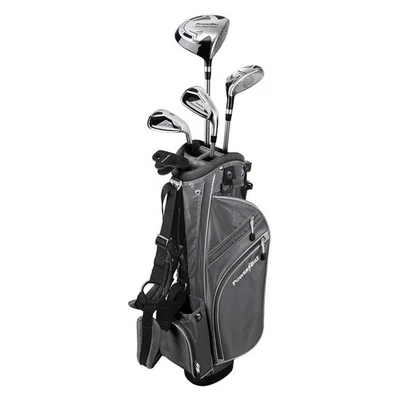 NUEVO Juego de Golf PowerBilt Plata Junior Driver Híbrido Hierro Cuña Putter Bolsa Foto 1 de 4