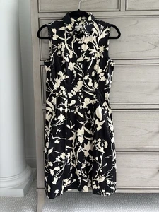 Talbots Size 6 Petite Black & Tan Floral Shirt Dress - Picture 1 of 3