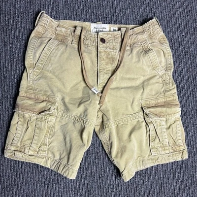 VTG Abercrombie Fitch Paratrooper Mens Cargo Shorts Tan Distressed 30 Military - Image 1 of 4