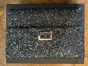 Anya Hindmarch 'Valorie' Black Glitter Clutch Bag With Box - Picture 1 of 11