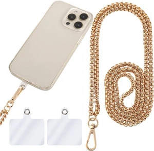 Metal Phone Chain Holder, Universal Cell Crossbody Neck Lanyard Gold - Photo 1/8