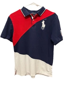 Polo Ralph Lauren Red White Blue Polo Shirt w/ Flag. Big Pony. Boys Large EUC - Picture 1 of 6
