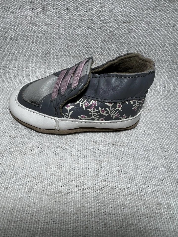 Robeez Sassie Sophie Gris Cuero Suave Talla 18-24 Meses Foto 1 de 4