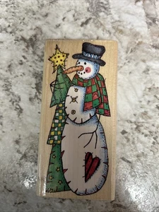 Rubber Stampede Country Craft Snowman Stitch Quilt A2019F Rubber Stamp - Picture 1 of 6