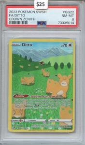 2023 Pokémon Ditto #GG22 Crown Zenith Galarian Gallery PSA 8 FA Holo - Picture 1 of 2