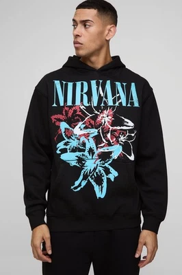 Sudadera con capucha de licencia con estampado floral Nirvana de gran tamaño Foto 1 de 4
