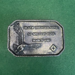 Vintage Black Thunder Mine Messing Gürtelschnalle 1991 / 440 - Bild 1 von 4