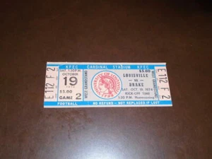 1974 DRAKE AT LOUISVILLE COLLEGE FOOTBALL VOLLES TICKET EX  - Bild 1 von 2