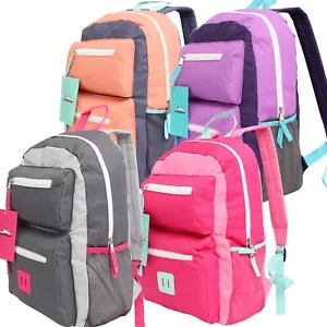 TRAILMAKER 17" Backpack Youth Kids Girls Travel School Book Bag Gray-Orange New - Picture 1 of 1
