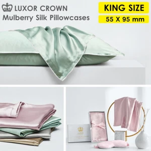 2x King Size Mulberry Silk Pillow Case Slip Genuine 25 Momme Silk Gift Box - Picture 1 of 11