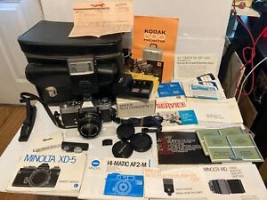 Minolta Xd5 35mm Film Camera with a 50mm f/1.7 Lens Flash Bag & Accessories