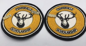 Vintage Centerville Scholarship Letterman Jacket Patches W/ Pins For 1981-83 - Picture 1 of 5
