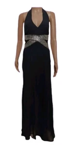 SPOTLIGHT BY WAREHOUSE Black Silk Maxi Halter Dress Size XS - Picture 1 of 9