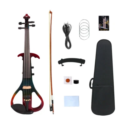 A Red 4/4 Electric Violin Made  Solid Wood Ebony Fittings Beginners new - Image 1 of 4