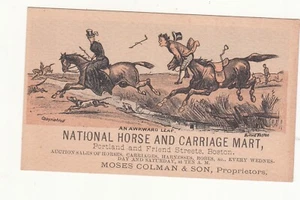 National Horse & Carriage Mart Moses Coleman & Son Boston AN AWKWARD LEAP c1880s - Picture 1 of 2