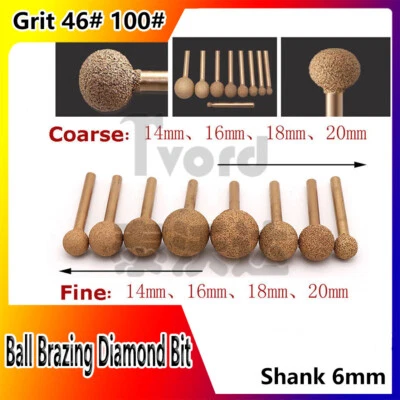 12~25mm Ball Brazing Diamond Bit For Dremel Grinding Burr Engraving Coarse/Fine - Image 1 of 4