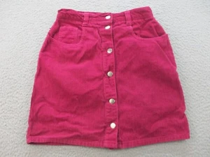 Vintage Corduroy 90's Skirt Girls Size 14 Button Down A-Line Pencil Mini Pink - Picture 1 of 6