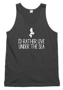 I'd Rather Live Under The Sea Funny Mens Womens Vest Tank Top - Picture 1 of 4