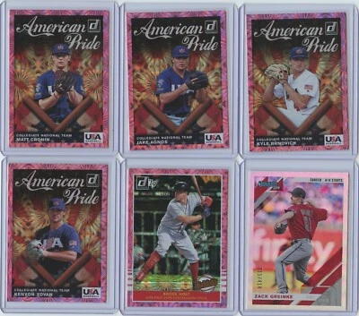 2019 Panini Donruss 6 Card Group Lot With USA Baseball Cronin, Agnos, Brnovich - Image 1 of 2