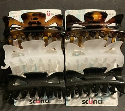 Scunci JAW CLIPS 6 pcs= 2 Packs claw clip hold hair #16267-A Black Brown Frost - Image 1 of 4
