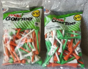 NEW Pride Solid Hardwood 2 3/4" Golf Tees Citrus Mix 90 Count - 180 TOTAL TEES - Picture 1 of 4