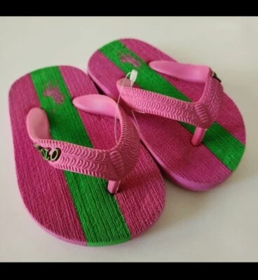 Polo by Ralph Lauren baby toddler classic horse Pony Stripe flip flop sz 3/4  - Image 1 of 4