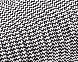 Textilkabel, Rund, Zickzack, Schwarz/Weiß, 3-Adrig 0,75mm2, H03VV-F- 50m - Bild 1 von 2