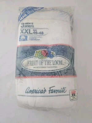 1989 FRUIT OF THE LOOM White Briefs Size 46-48 XXL Vintage Underwear Made In USA - Image 1 of 4